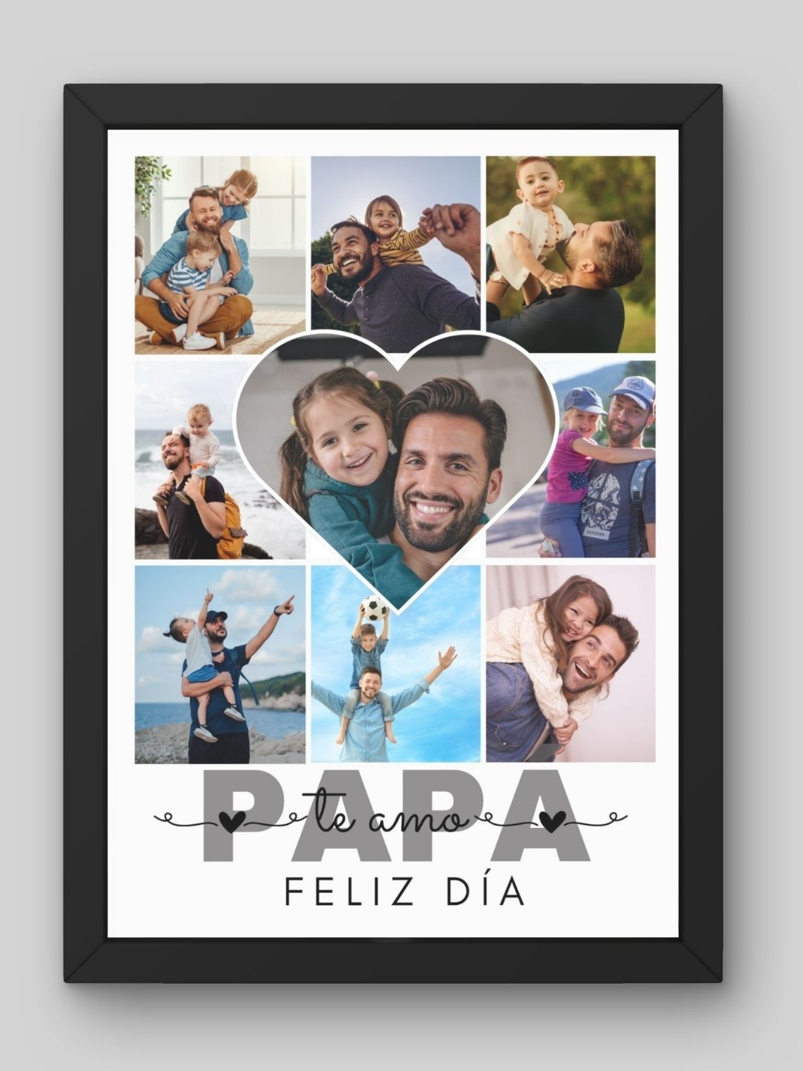 Cuadro Retrato Multi Fotos Papá Te Amo con Corazón Central 1
