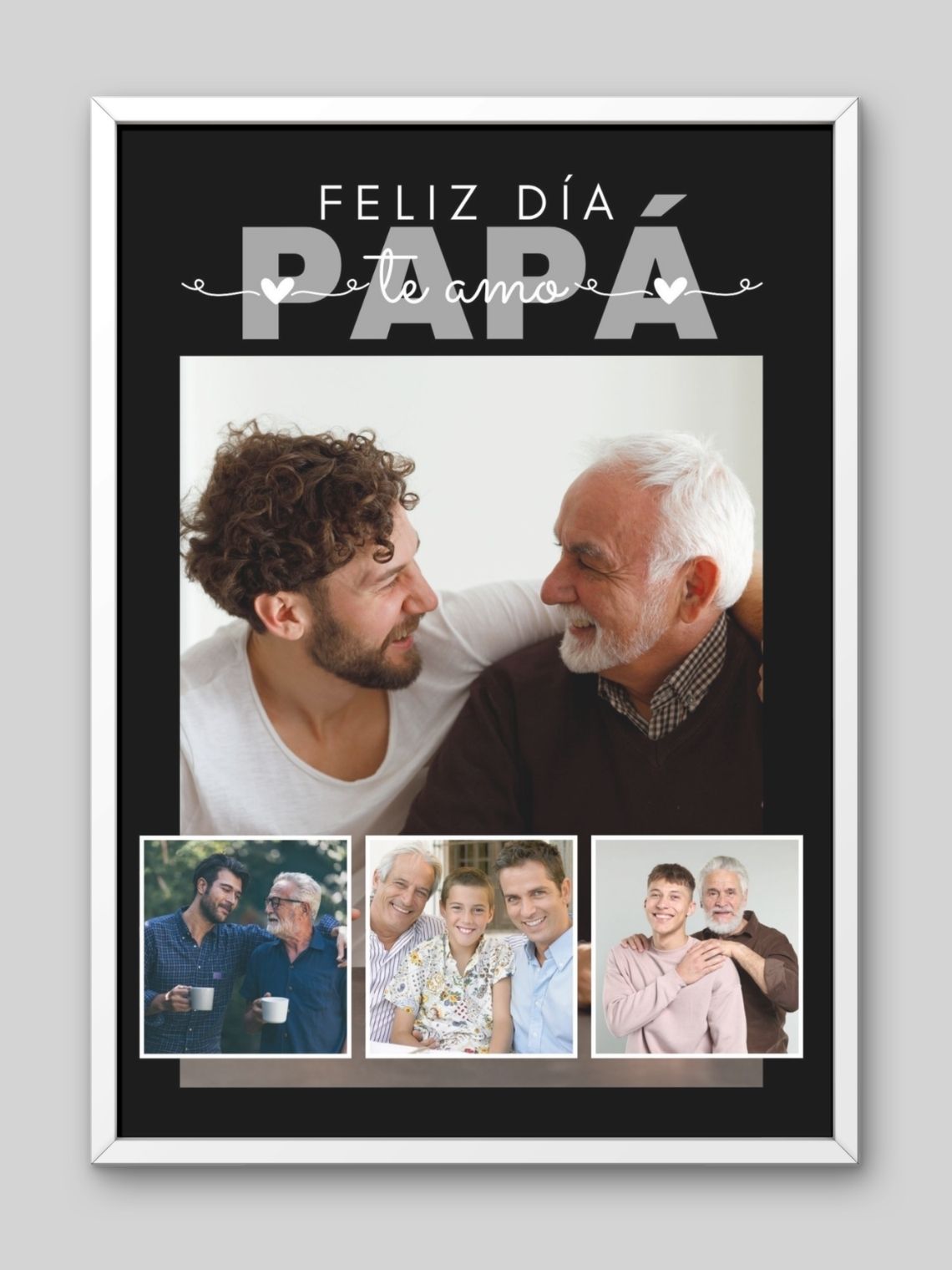 Cuadro Retrato Multi Fotos  Feliz Día Papá con Foto Principal 2