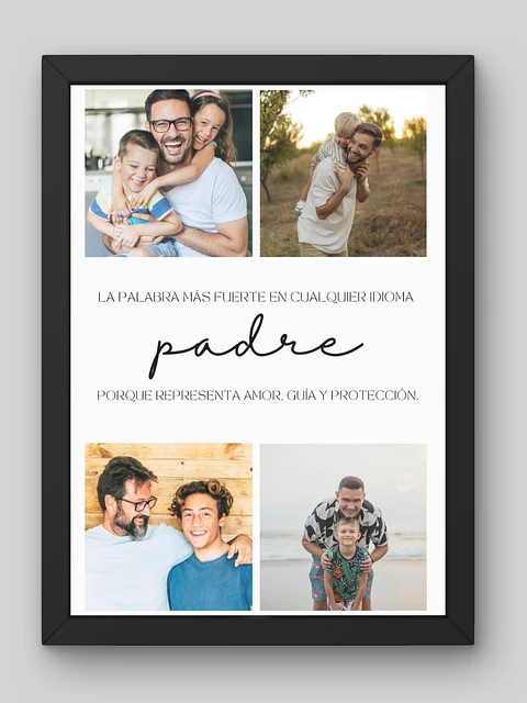Cuadro Retrato Multi Fotos Padre con Frase Minimalista