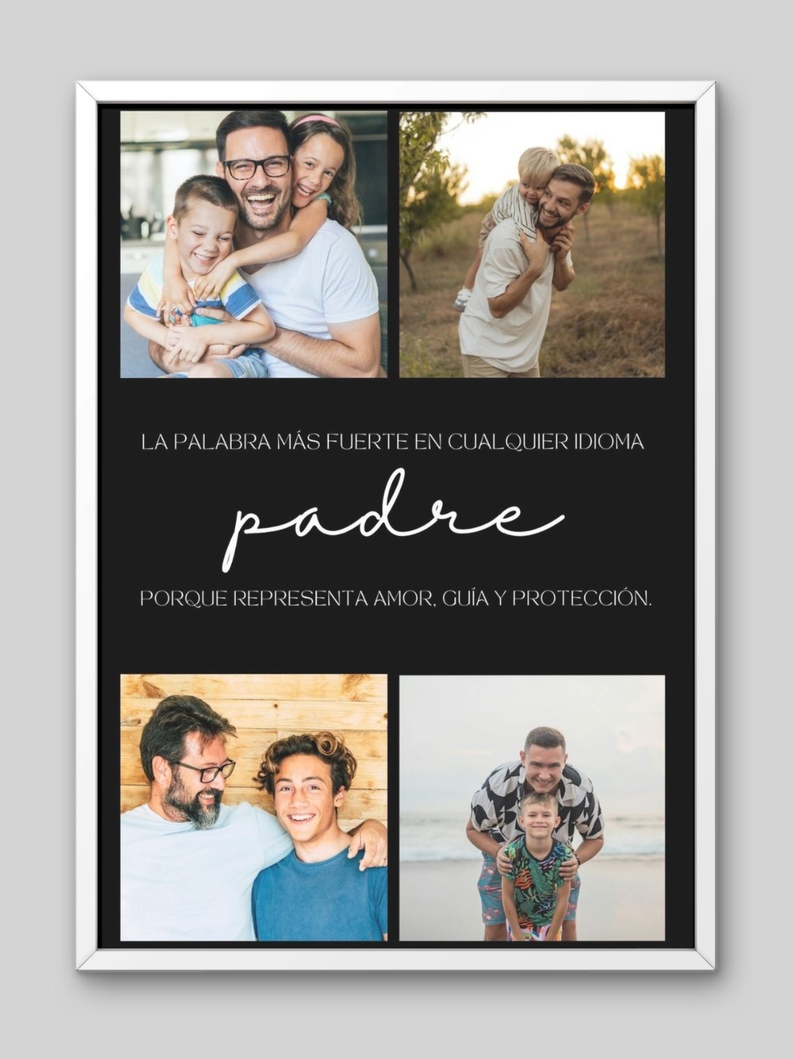 Cuadro Retrato Multi Fotos Padre con Frase Minimalista 2