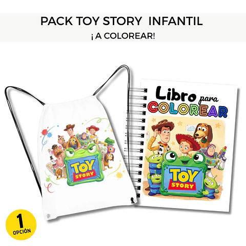 Pack Toy Story Infantil -Libro para Colorear + Mochila Morral