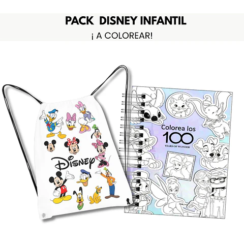 Pack Disney Infantil- Libro para Colorear + Mochila Morral