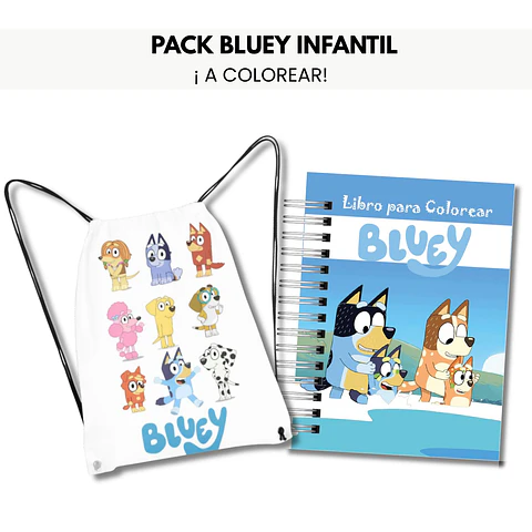 Pack Bluey Infantil- Libro para Colorear + Mochila Morral
