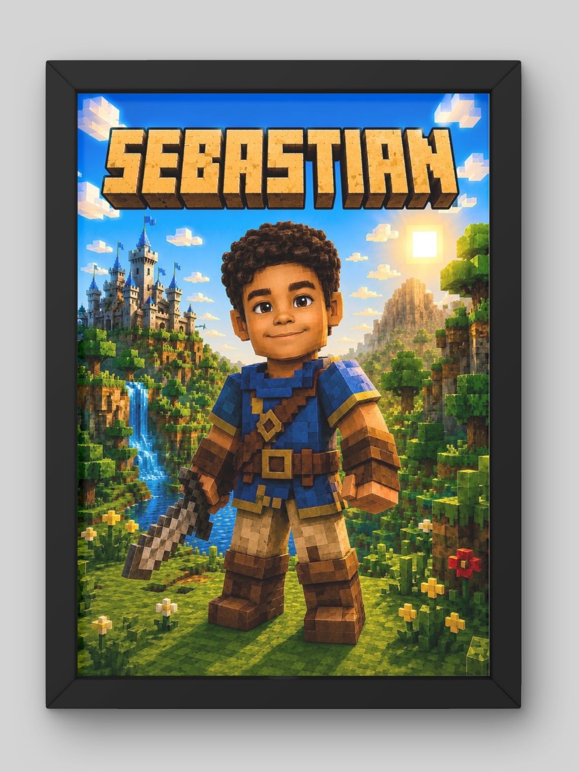 Cuadro Ilustración Personalizada Mi Mundo Minecraft - Edición Niño 1