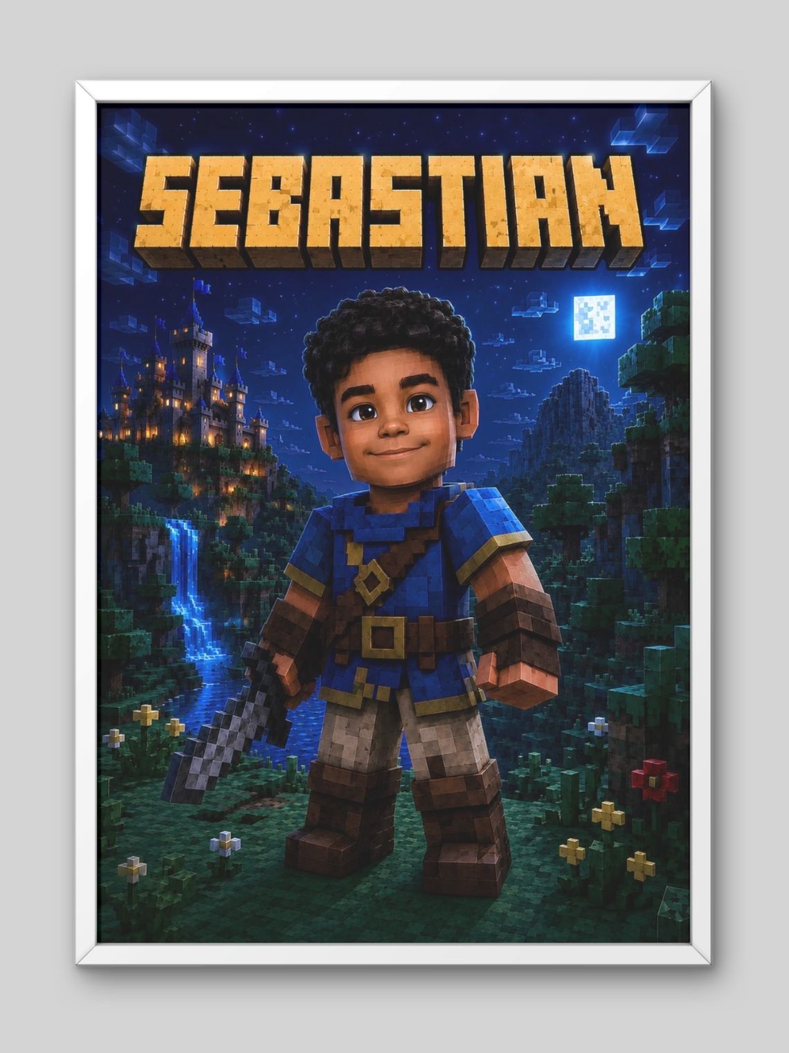 Cuadro Ilustración Personalizada Mi Mundo Minecraft - Edición Niño 2