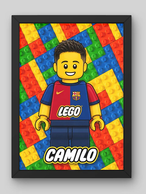 Cuadro Ilustración Personalizada Estilo Lego - Edición Niño