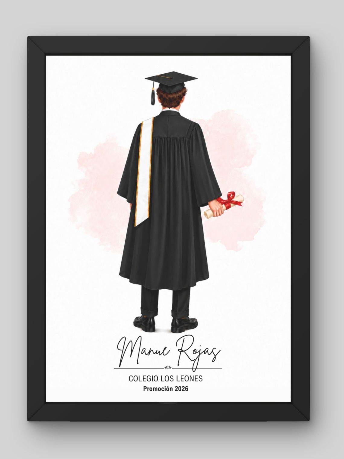 Cuadro Ilustrado Personalizado Graduación 4° Medio Hombre - Recuerdo de Licenciatura 3