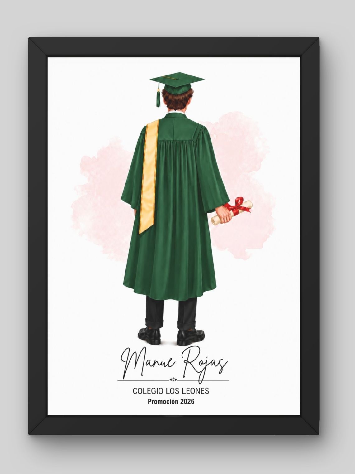 Cuadro Ilustrado Personalizado Graduación 4° Medio Hombre - Recuerdo de Licenciatura 5