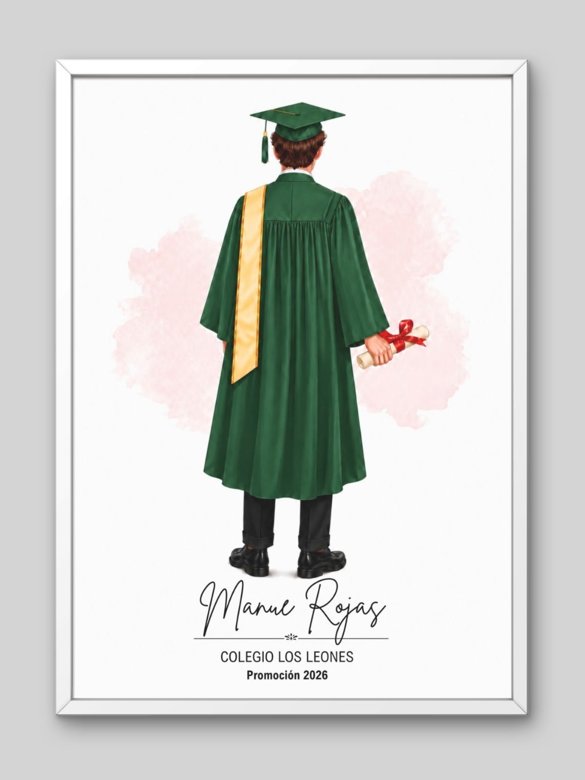 Cuadro Ilustrado Personalizado Graduación 4° Medio Hombre - Recuerdo de Licenciatura 6