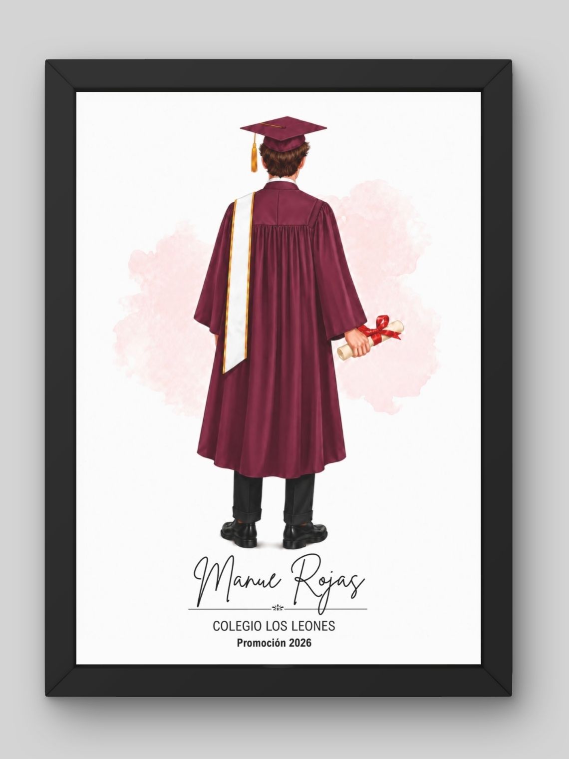 Cuadro Ilustrado Personalizado Graduación 4° Medio Hombre - Recuerdo de Licenciatura 7