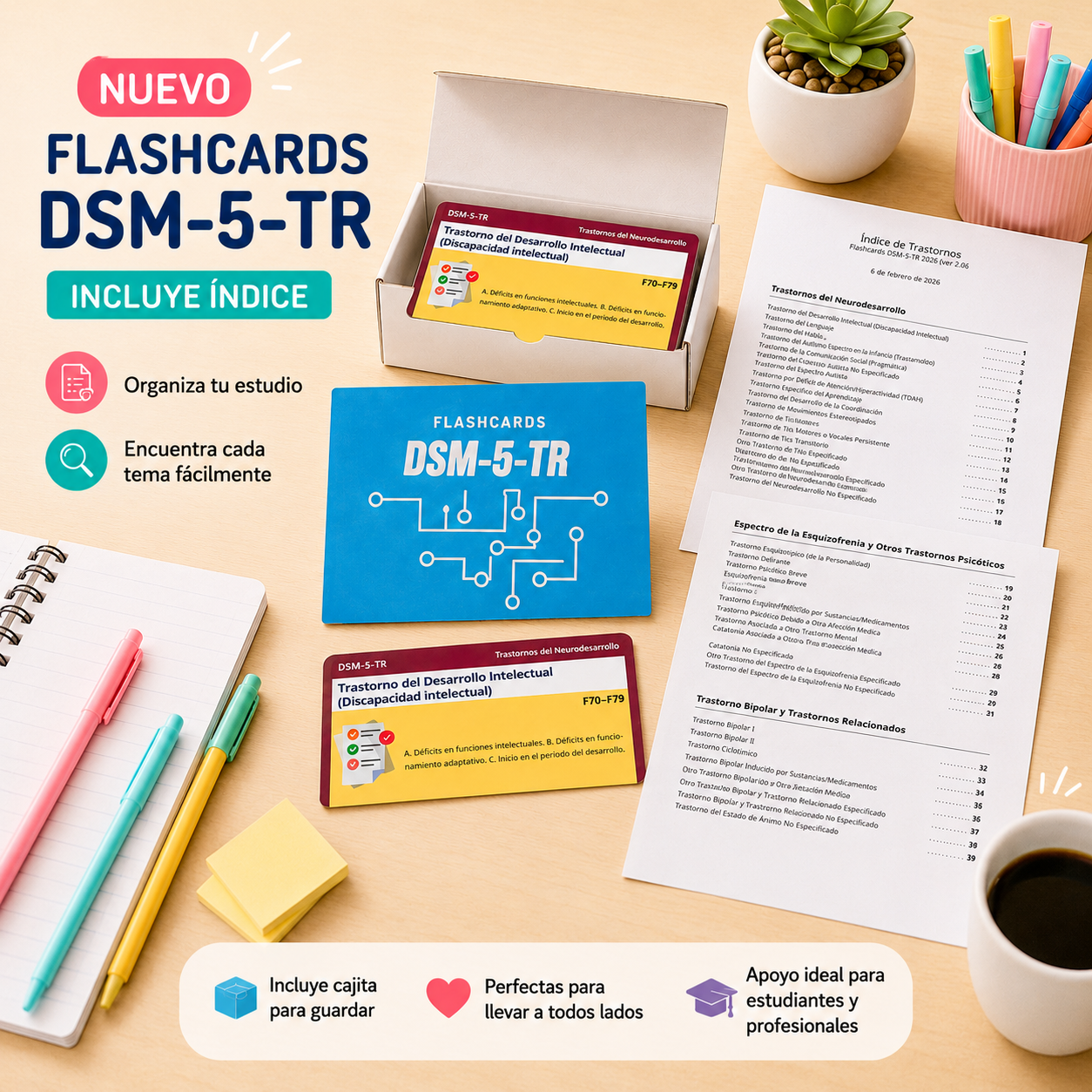 PREVENTA | Flashcards DSM-5-TR – 229 tarjetas con índice y caja 3