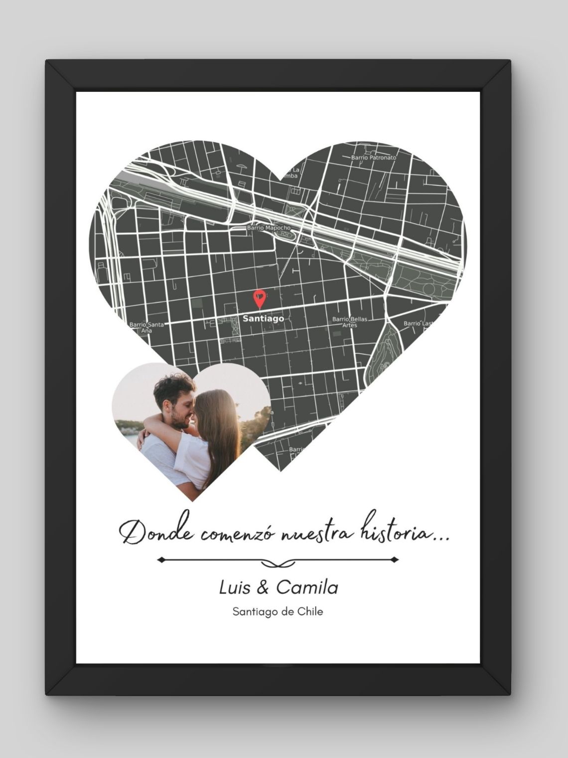 Cuadro Mapa y Foto Personalizado -Donde Comenzó Nuestra Historia  1