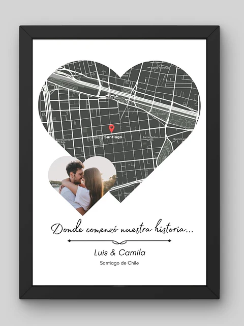 Cuadro Mapa y Foto Personalizado -Donde Comenzó Nuestra Historia 