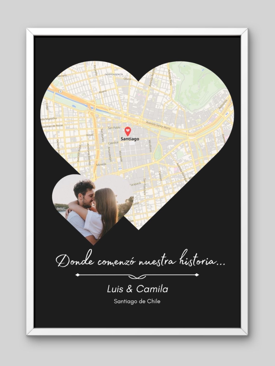 Cuadro Mapa y Foto Personalizado -Donde Comenzó Nuestra Historia  2