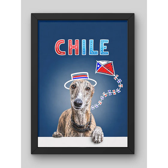 Cuadro personalizado de mascota edición patriota chilena - Pigyfante