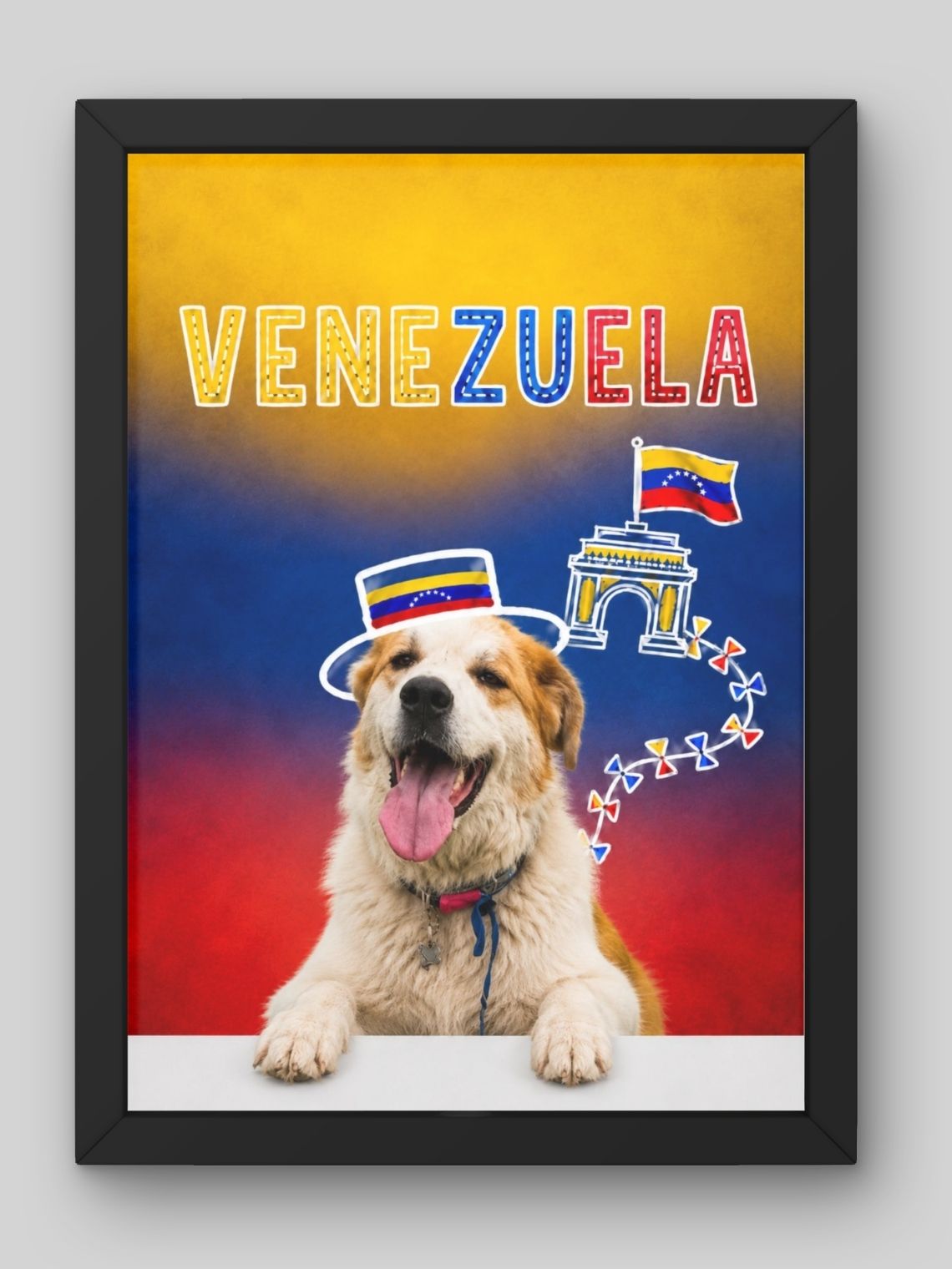 Cuadro Personalizado de Mascota – Edición Patriota Venezolana 1