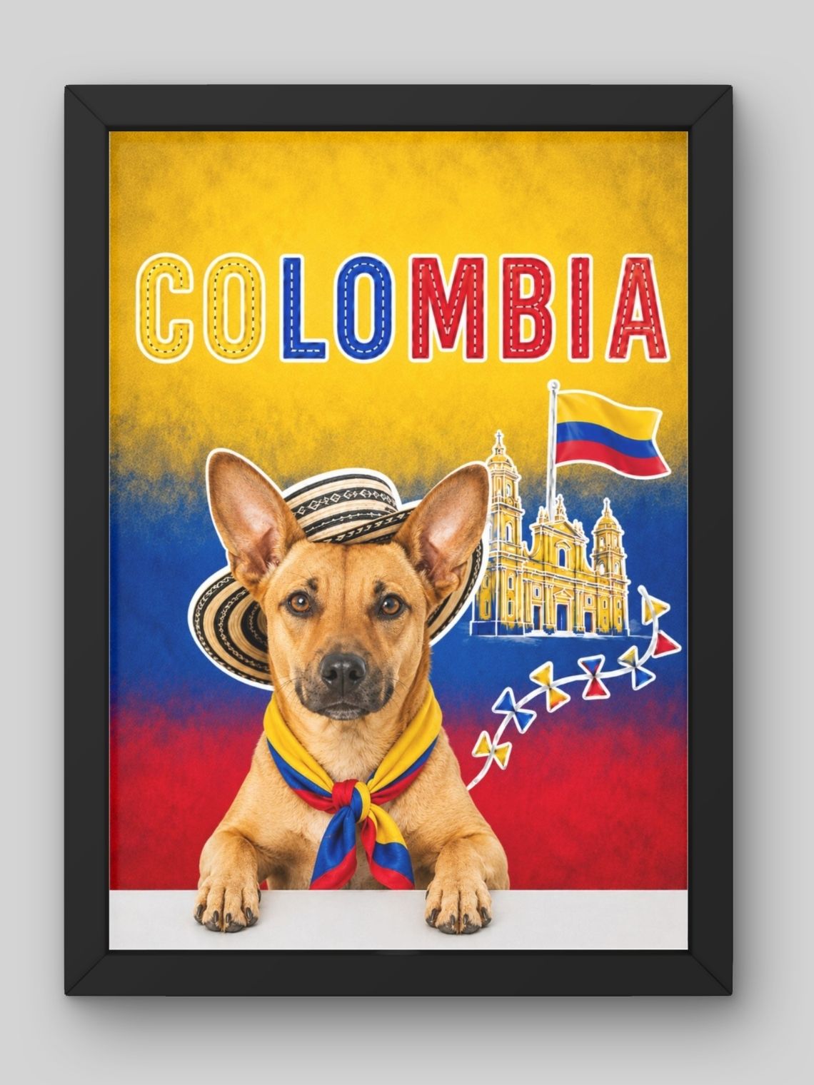 Cuadro Personalizado de Mascota – Edición Patriota Colombiana 1
