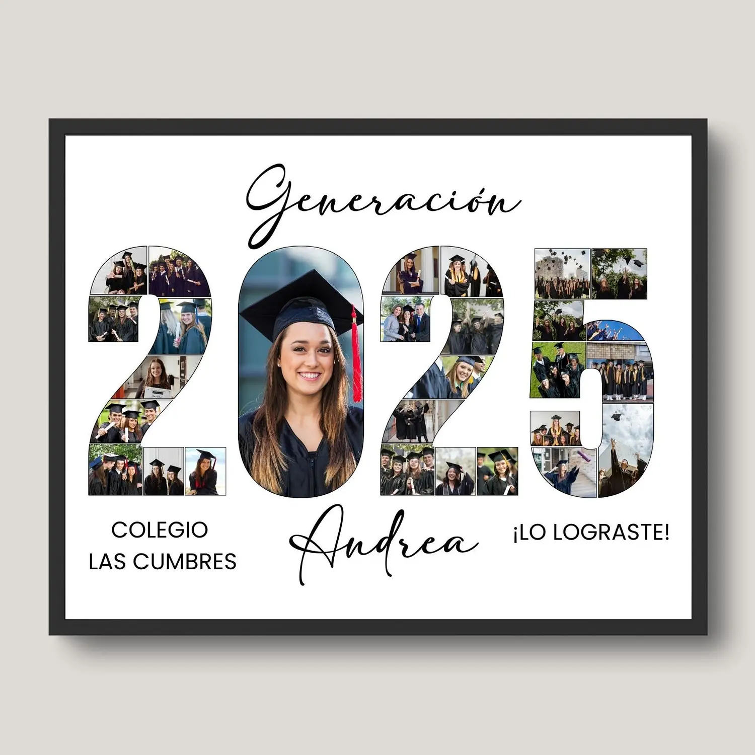 Cuadro Graduación Collage Número del Año con Foto Central 1