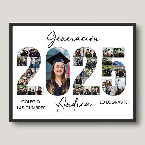 Cuadro Graduación Collage Número del Año con Foto Central