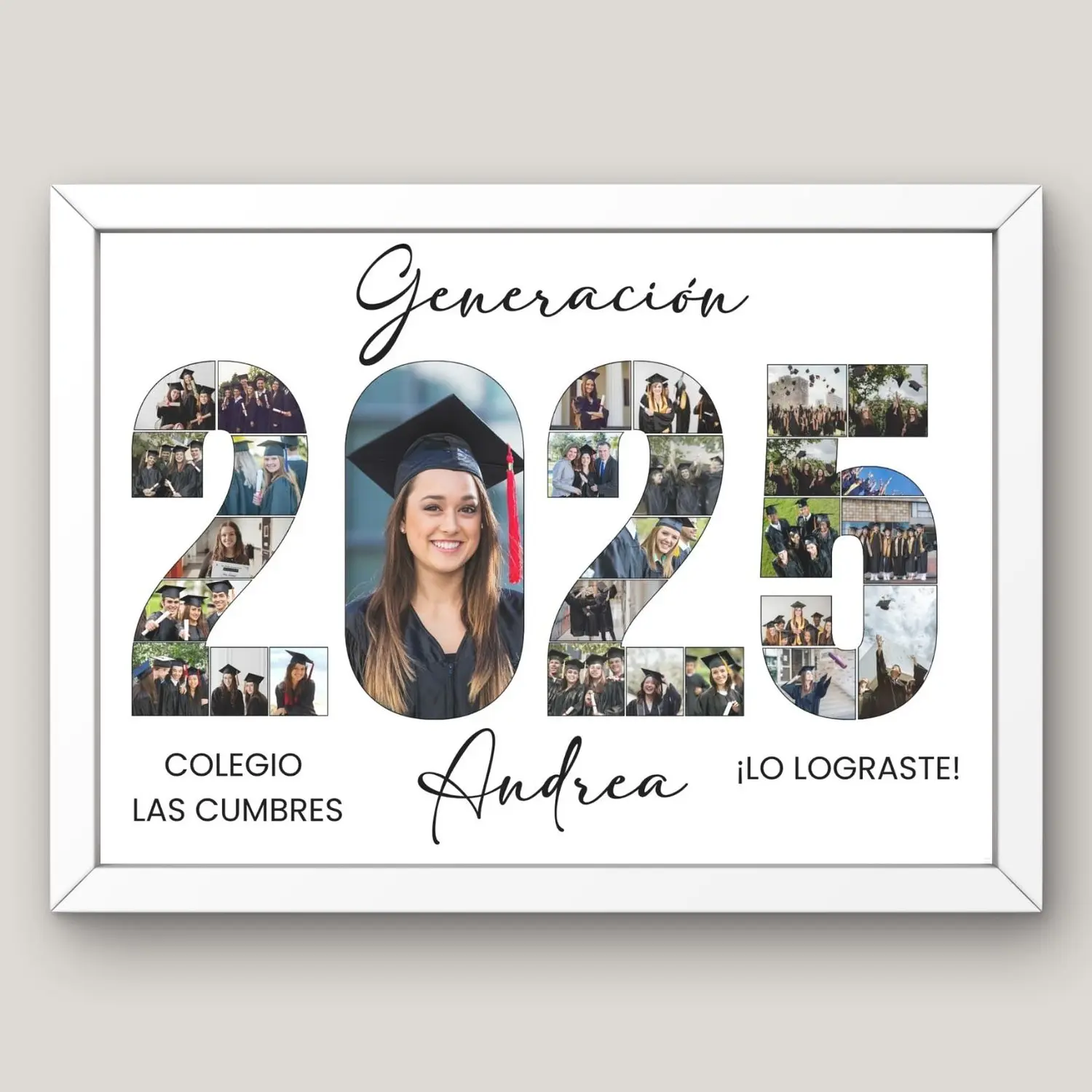 Cuadro Graduación Collage Número del Año con Foto Central 2