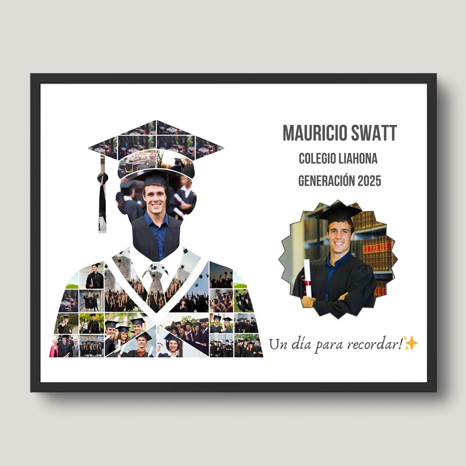 Cuadro Graduación Silueta del Graduado con Retrato 1