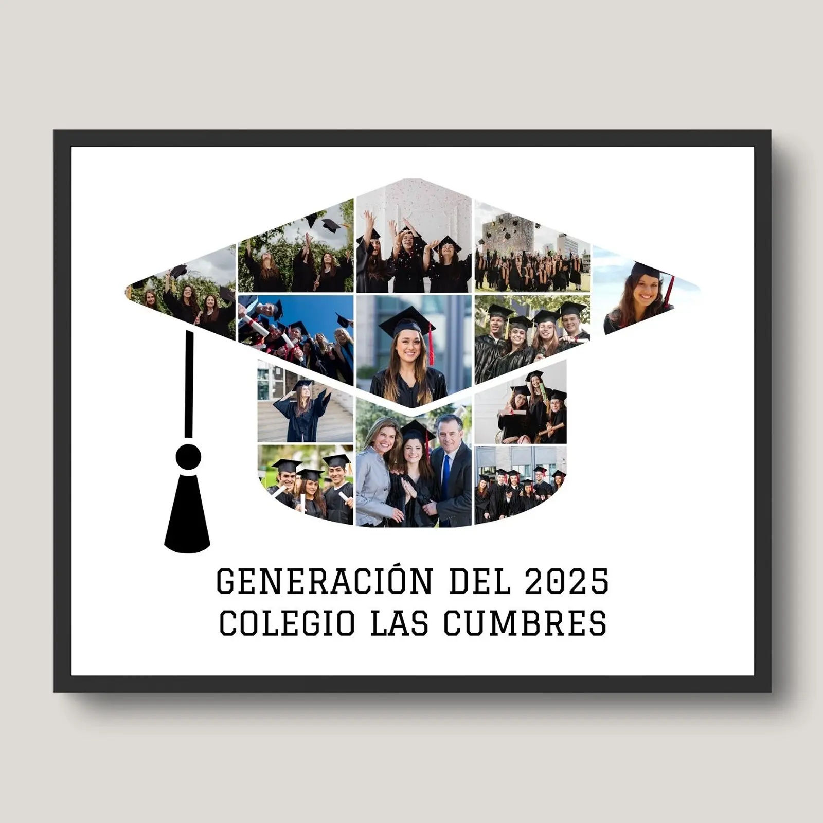 Cuadro Graduación Collage Birrete con Fotos 1