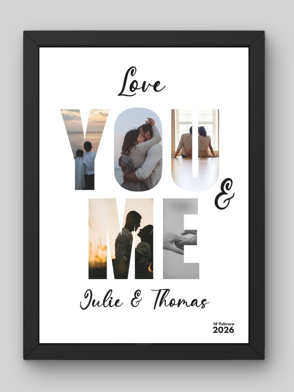 Cuadro Enamorad@s Letras «You & Me» con Fotos 1