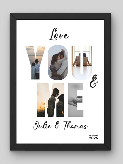 Cuadro Enamorad@s Letras You & Me con Fotos
