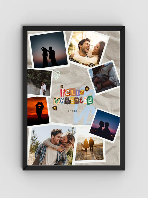 Cuadro Parejas Scrapbook «Feliz Valentín»