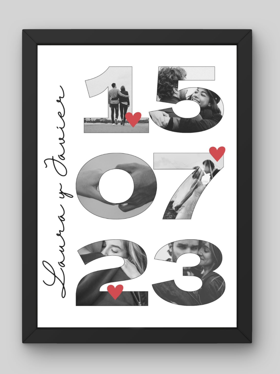Cuadro Legado de Amor Fecha en Números con Fotos 1