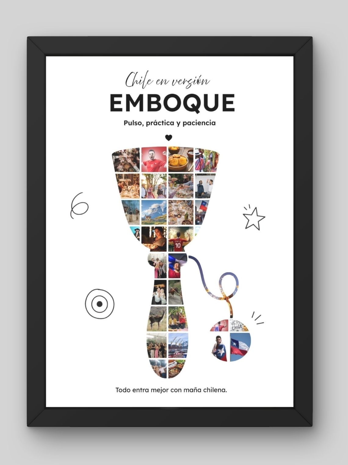Cuadro Personalizado – Chile en Versión Emboque: Pulso, Práctica y Paciencia 1