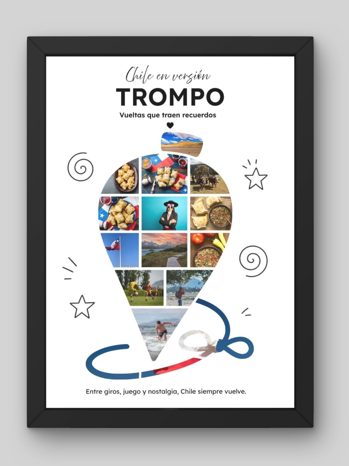 Cuadro Personalizado – Chile en Versión Trompo: Vueltas que Traen Recuerdos 1
