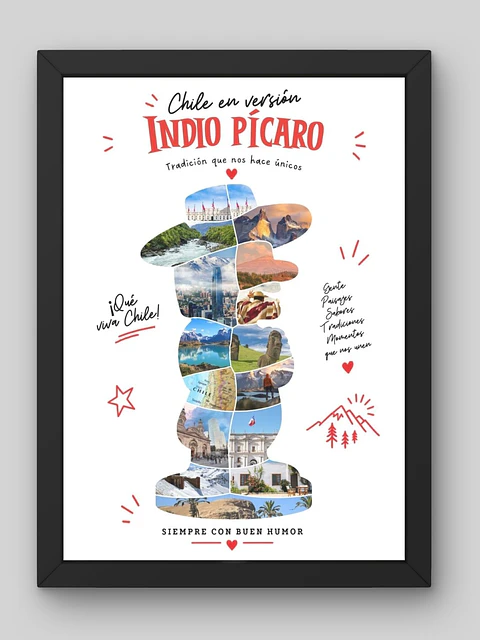 Cuadro Personalizado – Chile en Versión Indio Pícaro Siempre con Buen Humor