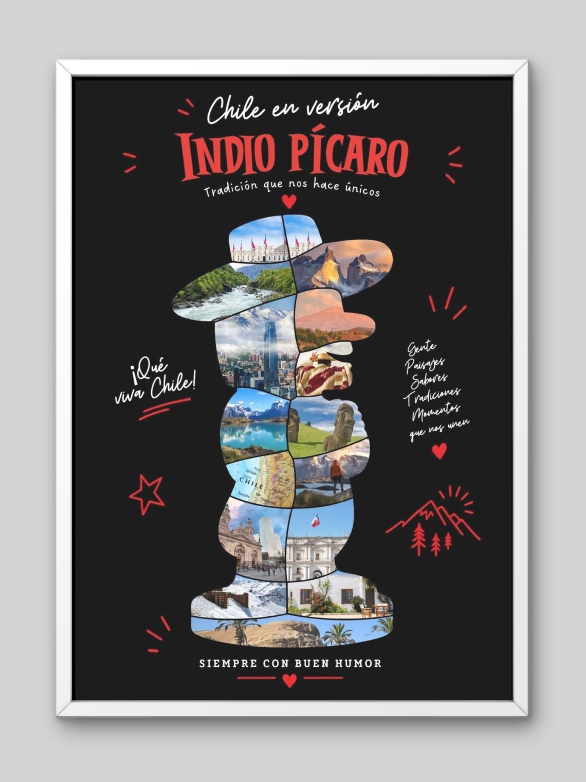 Cuadro Personalizado – Chile en Versión Indio Pícaro Siempre con Buen Humor 2