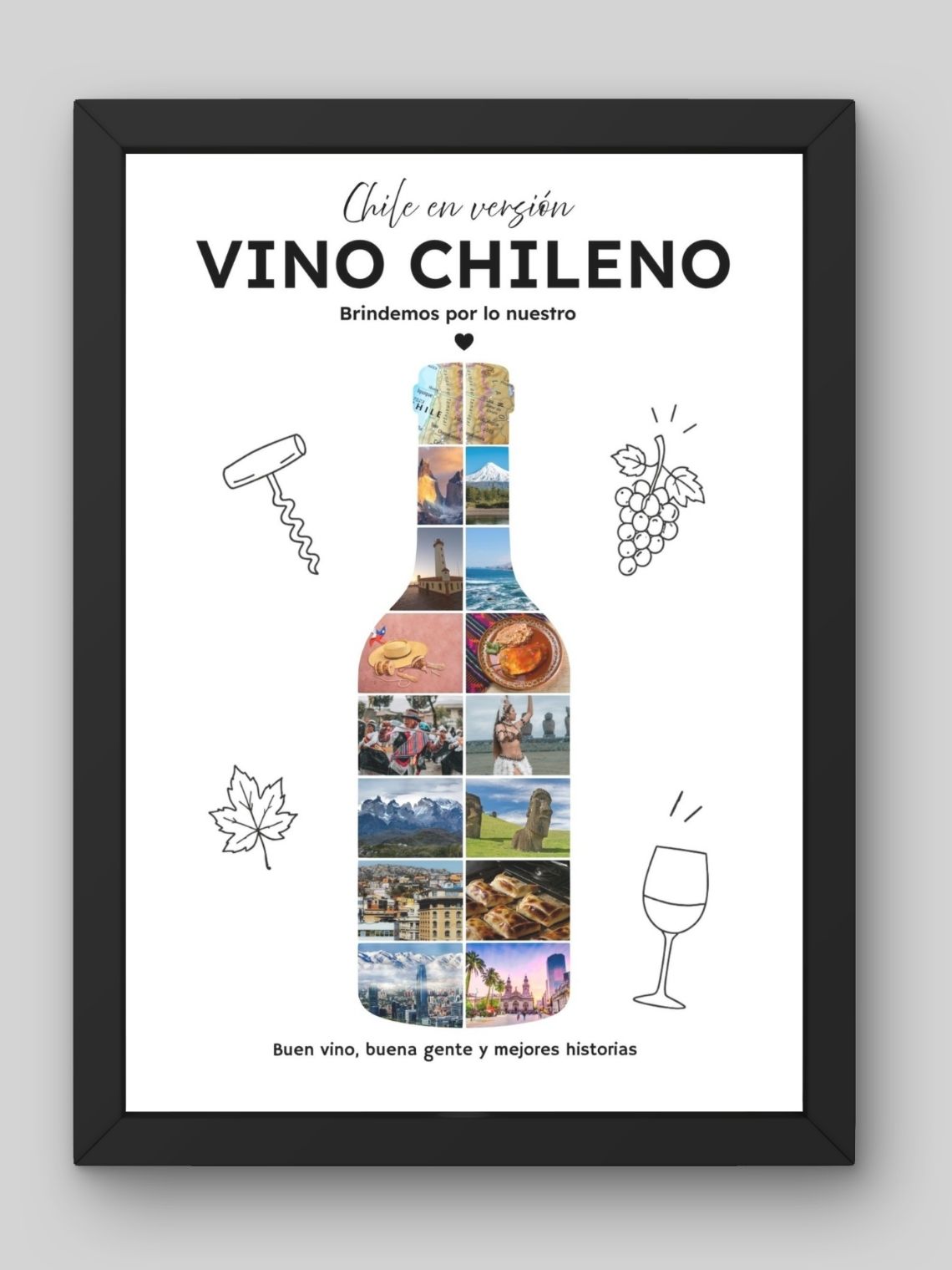 Cuadro Personalizado – Chile en Versión Vino Chileno: Brindemos por lo Nuestro 1