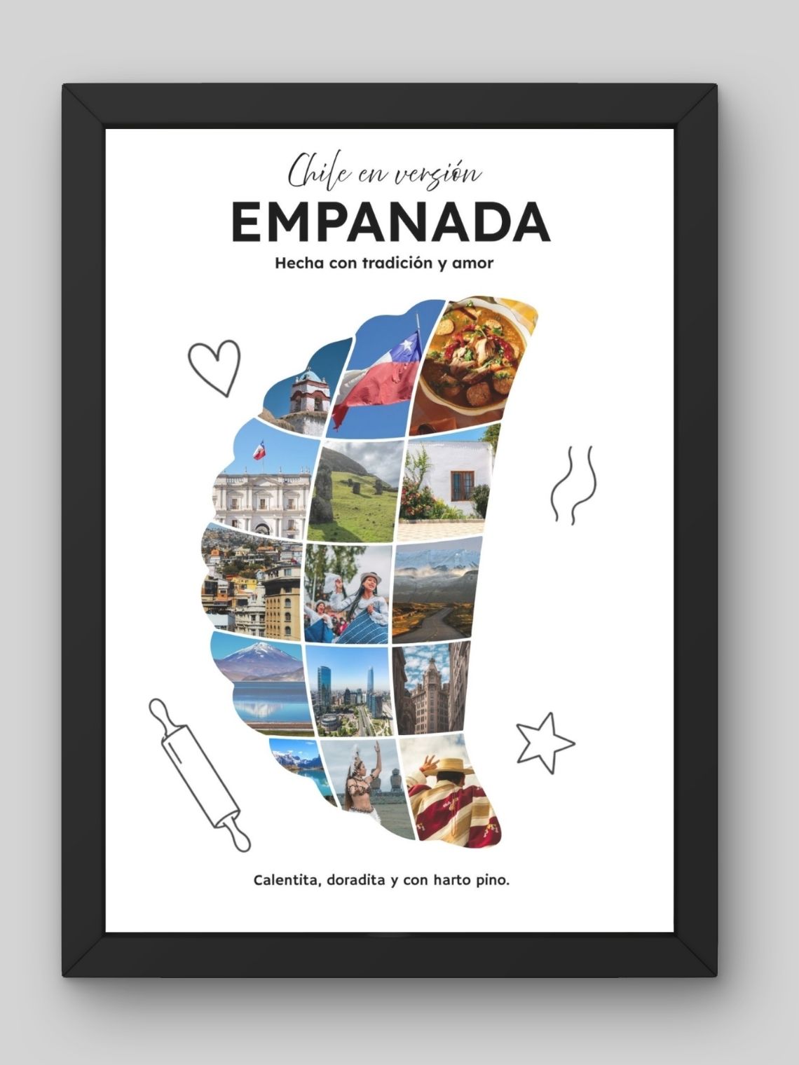 Cuadro Personalizado – Chile en Versión Empanada: Hecha con Tradición y Amor 1