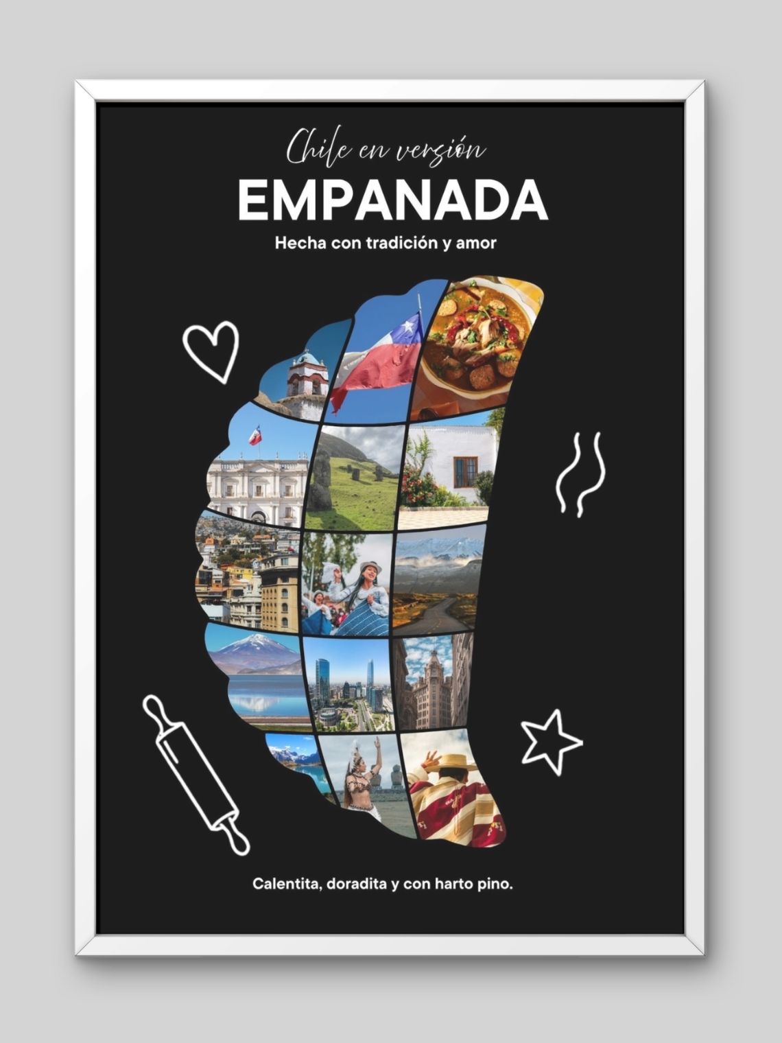 Cuadro Personalizado – Chile en Versión Empanada: Hecha con Tradición y Amor 2