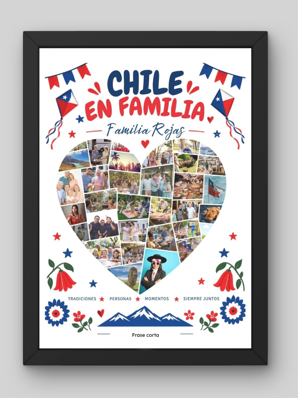 Cuadro Personalizado – Chile en Familia: Apellido y Frase Personalizada 1
