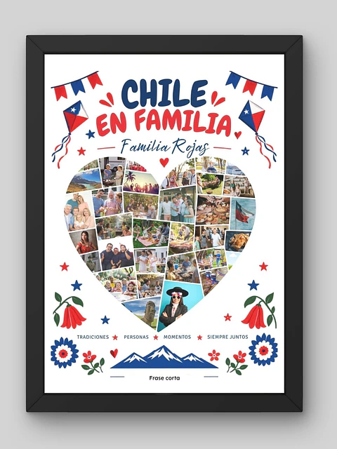 Cuadro Personalizado – Chile en Familia: Apellido y Frase Personalizada