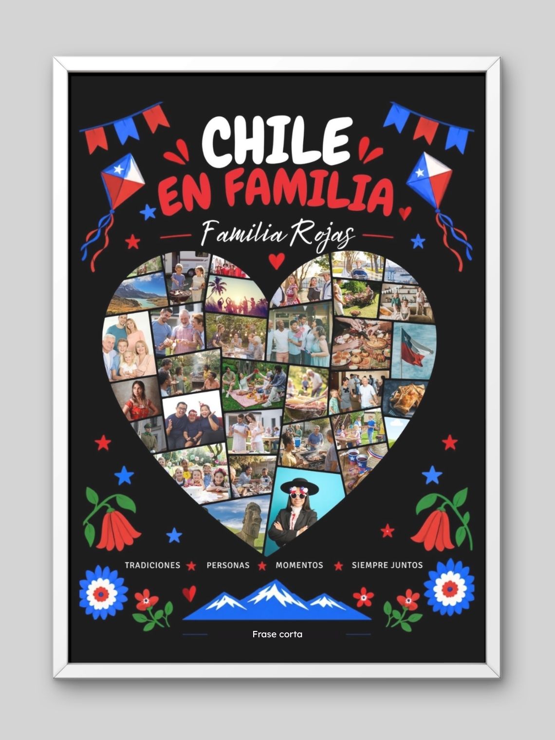 Cuadro Personalizado – Chile en Familia: Apellido y Frase Personalizada 2