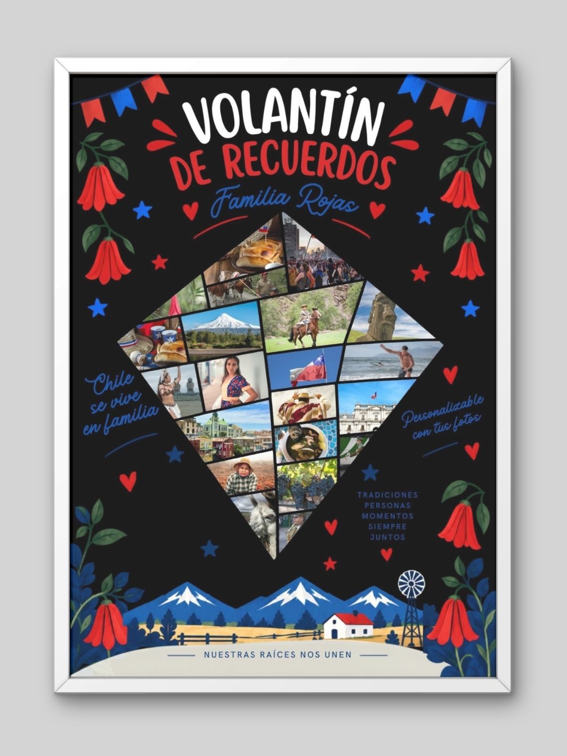 Cuadro Personalizado – Volantín de Recuerdos: Apellido, Fotos y Frase Personalizada 2