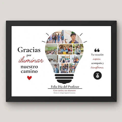 Cuadro Personalizado – Ampolleta de Recuerdos: Gracias por Iluminar Nuestro Camino