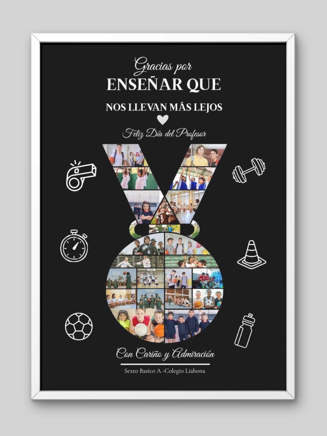 Cuadro Personalizado profesores–Medalla de Recuerdos: La Disciplina y el Esfuerzo Nos Llevan Más Lejos 2