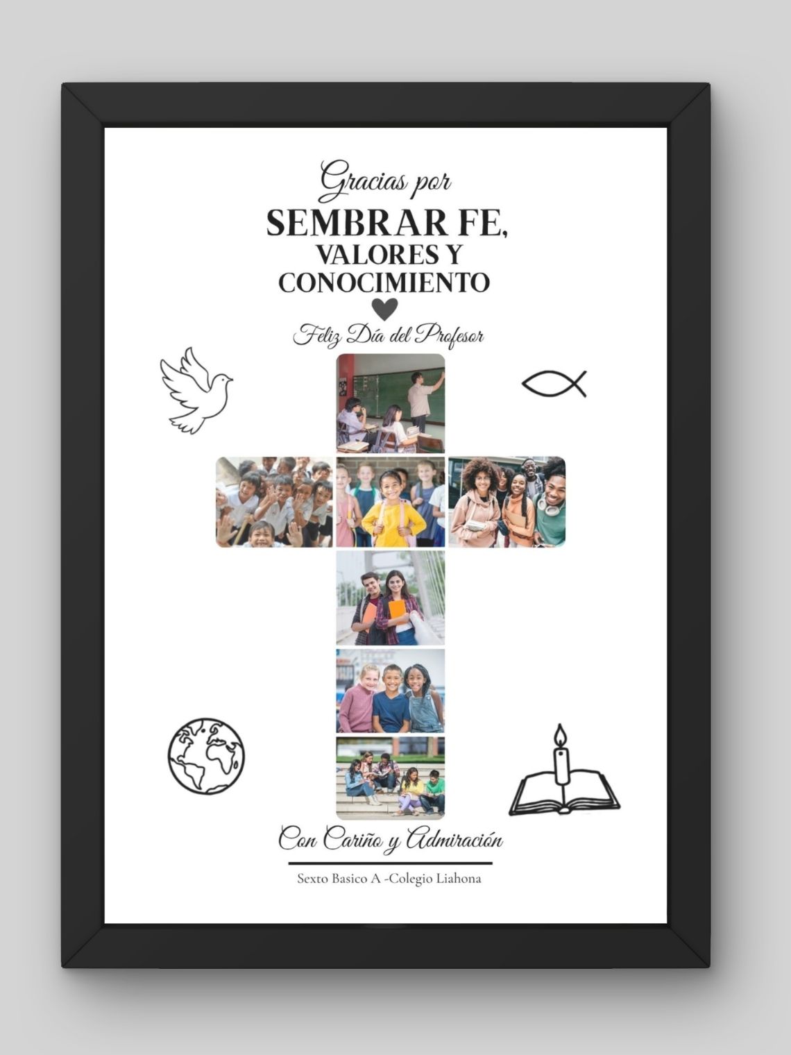 Cuadro Personalizado profesores–Cruz de Recuerdos: Sembrar Fe, Valores y Conocimiento 1