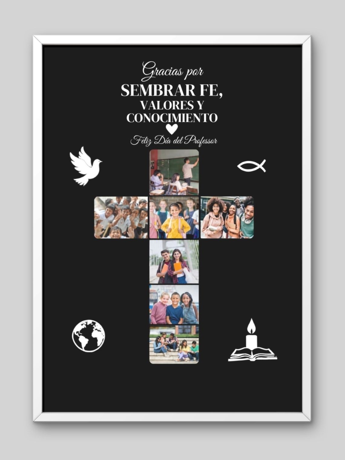 Cuadro Personalizado profesores–Cruz de Recuerdos: Sembrar Fe, Valores y Conocimiento 2