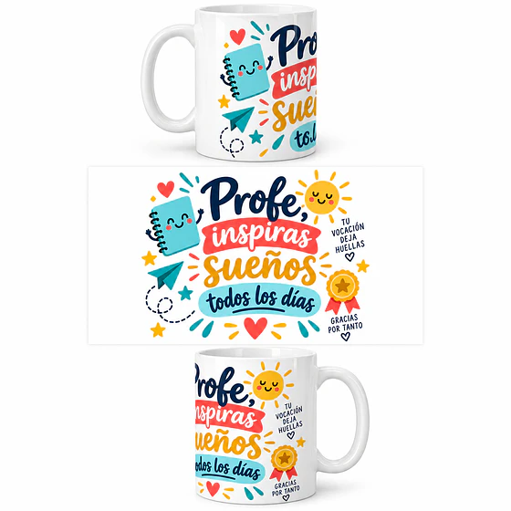 Inspiras sueños todos los días – Taza ilustrada Día del Profesor Pigyfante
