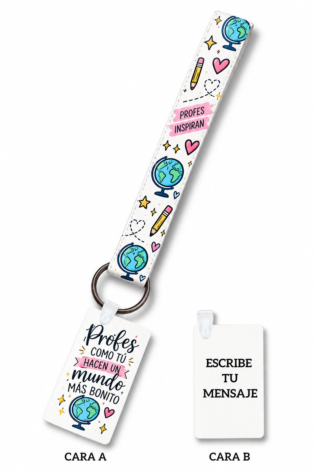 Llavero Personalizado Cinta Sublimada y Placa Rígida Profes Como Tú Hacen un Mundo Más Bonito 1