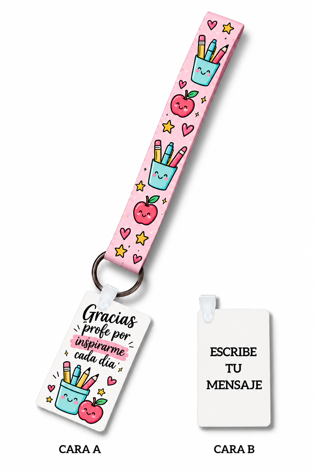 Llavero Personalizado Cinta Sublimada y Placa Rígida Gracias Profe por Inspirarme Cada Día 1