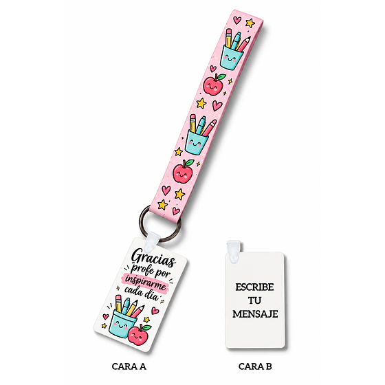 Gracias profe por inspirarme cada día – Llavero personalizado Día del Profesor Pigyfante