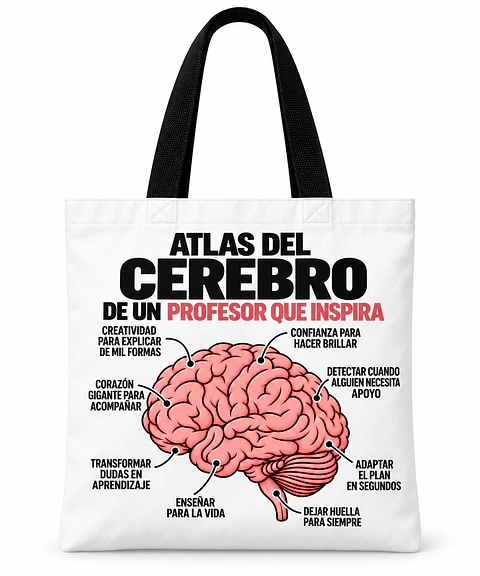 Totebag Creativo Atlas del Cerebro de un Profesor que Inspira